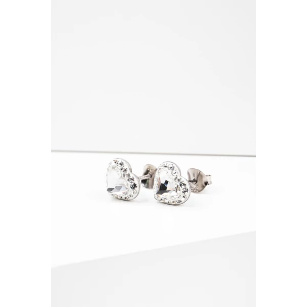 Csillogó Swarovski Kövekkel Díszített Apró Szív Alakú S925 Ezüst Fülbevaló