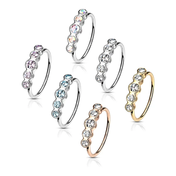 Arany Színű Cirkónia Kövekkel Kirakott 316L Orvosi Acél Orr- És Fülpiercing