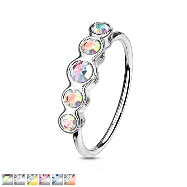 Arany Színű Cirkónia Kövekkel Kirakott 316L Orvosi Acél Orr- És Fülpiercing