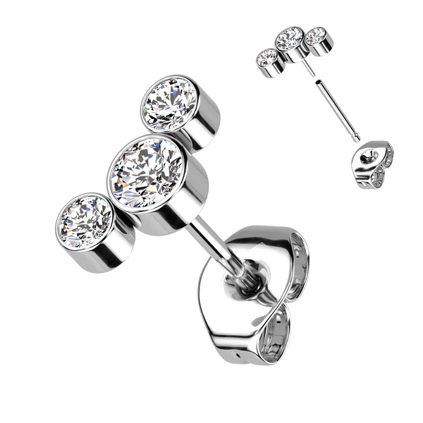 Cirkónia Kövekkel Díszített Titánium Egyenesszárú Labret Piercing