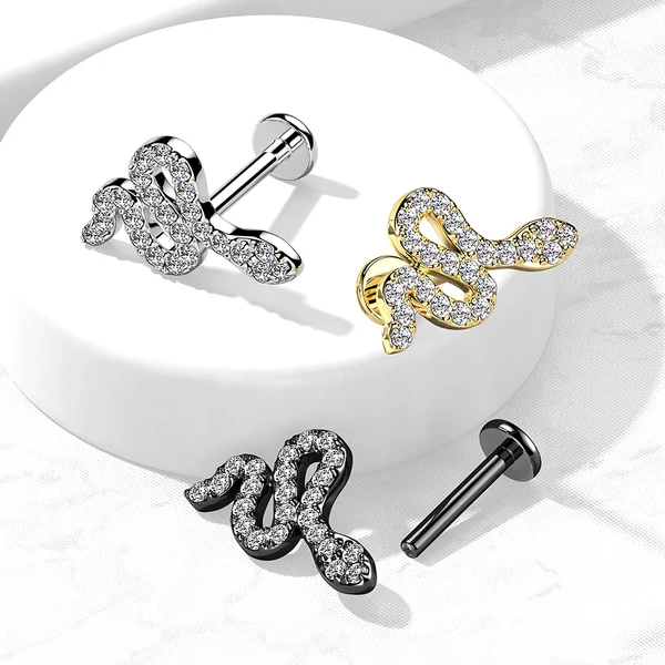 Kígyó Alakú 316L Orvosi Acél Egyenesszárú Labret Piercing