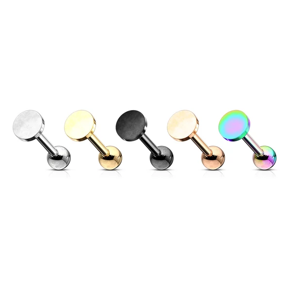 Fekete 316L Orvosi Acél Egyenesszárú Labret Piercing