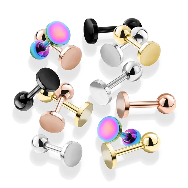 Fekete 316L Orvosi Acél Egyenesszárú Labret Piercing