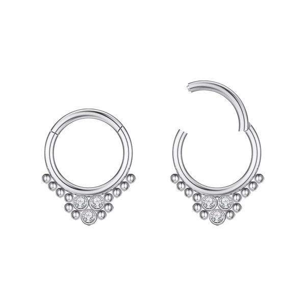 A & ONE  Köves Ezüst Színű Karika Orr/Fül Piercing