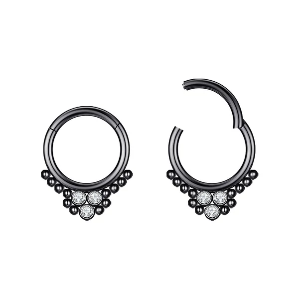 A & ONE  Köves Fekete Színű Karika Orr/Fül Piercing