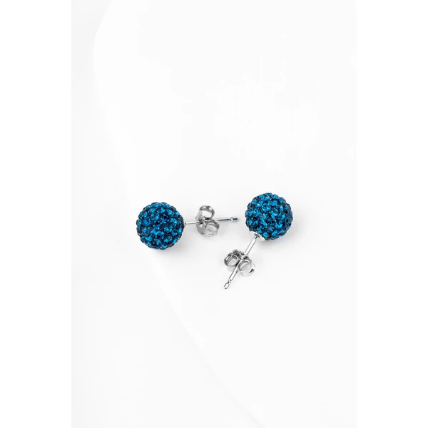 A & ONE S925 Ezüst Gömb Fülbevaló Sötétkék Swarovski® Kövekkel