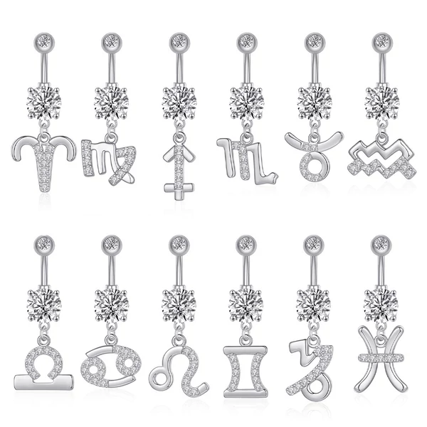 A & ONE Ezüst Színű Rozsdamentes Acél Köldök Piercing Csillagjegy Medállal Mérleg
