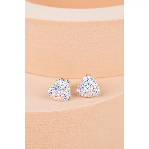 Színváltós Swarovski® Kristályokkal Kirakott S925 Ezüst Szíves Fülbevaló