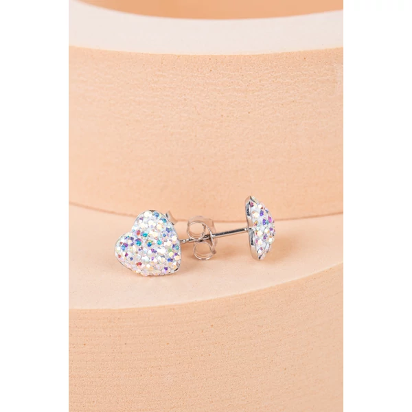 Színváltós Swarovski® Kristályokkal Kirakott S925 Ezüst Szíves Fülbevaló