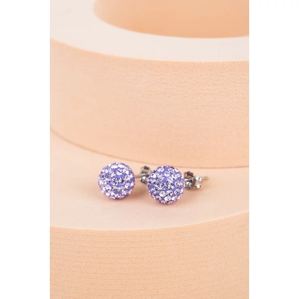 S925 Ezüst Gömb Fülbevaló Lila Swarovski® Kövekkel