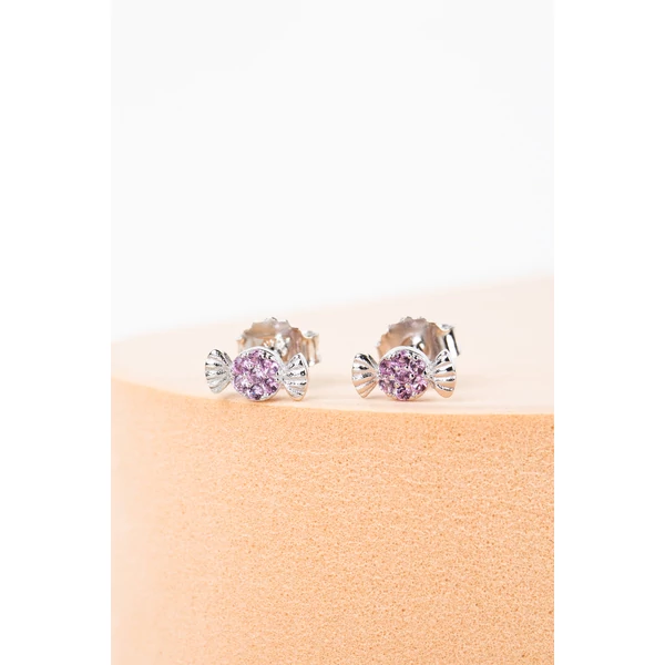 S925 Ezüst Szaloncukor Alakú Swarovski® Kövekkel Kirakott Fülbevaló