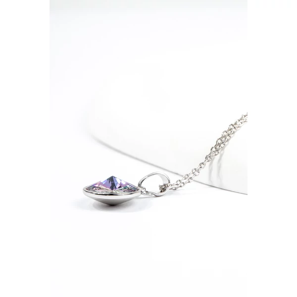 Rozsdamentes Acél Nyaklánc Kör Alakú Színváltós Swarovski® Köves Medállal 