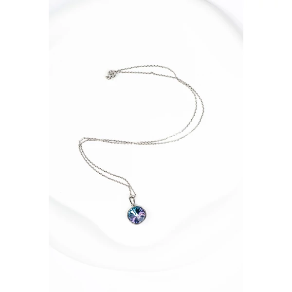 Rozsdamentes Acél Nyaklánc Kör Alakú Színváltós Swarovski® Köves Medállal 