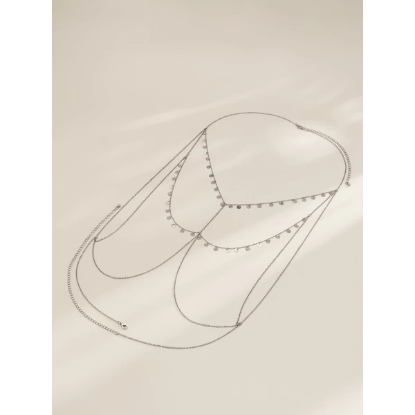 Ezüst Színű Tallérral Díszitett Testékszer 