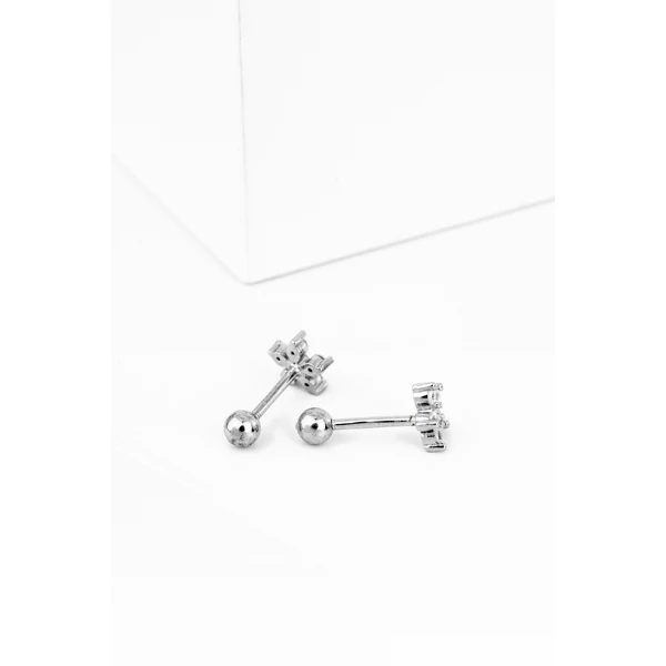 S925 Ezüst Virág Alakú Barbell Piercing Cirkónia Kövekkel -1db