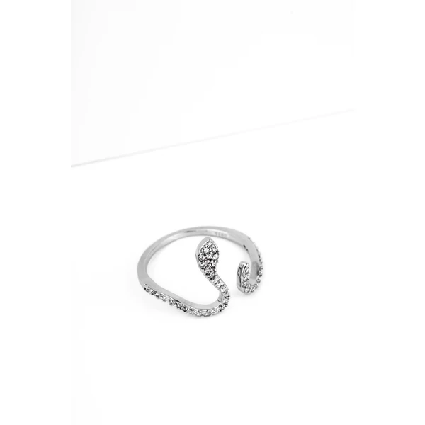 A & ONE Kígyó Alakú Állítható S925 Ezüst Gyűrű Cirkónia Köves Díszítéssel 917