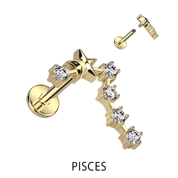 A & ONE Arany Színű 316L Orvosi Acél Labret Piercing Halak Csillagjegy