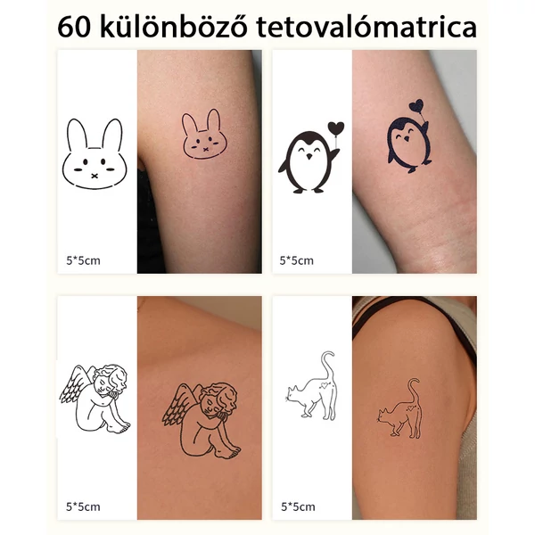 Növényi Alapú Tartós Matrica Tetoválás Készlet 60 db Mintával 