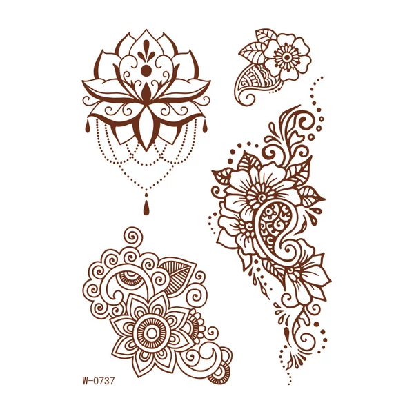 4 Darabos Henna Matrica Tetoválás Szett Virágos Motívumokkal