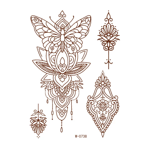 4 Darabos Henna Matrica Tetoválás Szett Virágos Motívumokkal