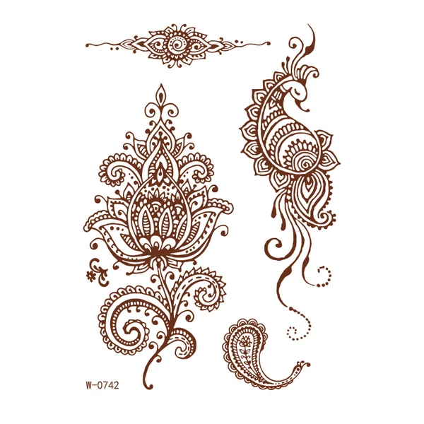 4 Darabos Henna Matrica Tetoválás Szett Virágos Motívumokkal