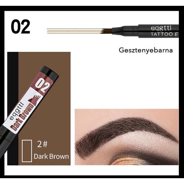 Gesztenyebarna Színű Négy Ágú Vízálló Szemöldökceruza - 02