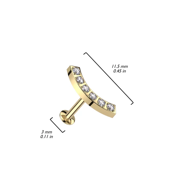 Ezüst Színű Íves 316L Orvosi Acél Egyenesszárú Labret Piercing Kövekkel