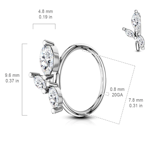 Ezüst Színű Réz Orr Piercing Cirkónia Kövekkel Kirakva