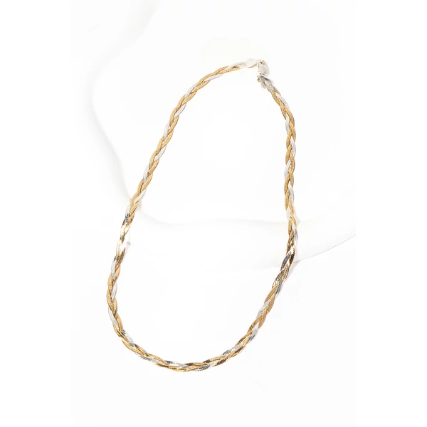 Arany-Rózsaarany-Ezüst Színű 3 Szálas S925 Ezüst Nyaklánc -45cm