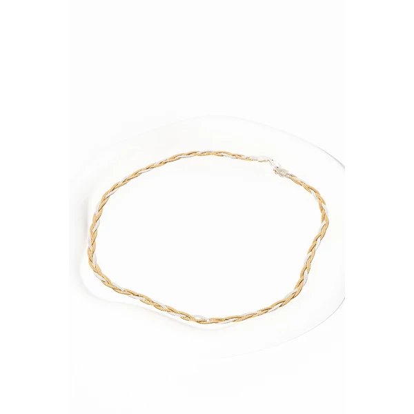 Arany-Rózsaarany-Ezüst Színű 3 Szálas S925 Ezüst Nyaklánc -45cm