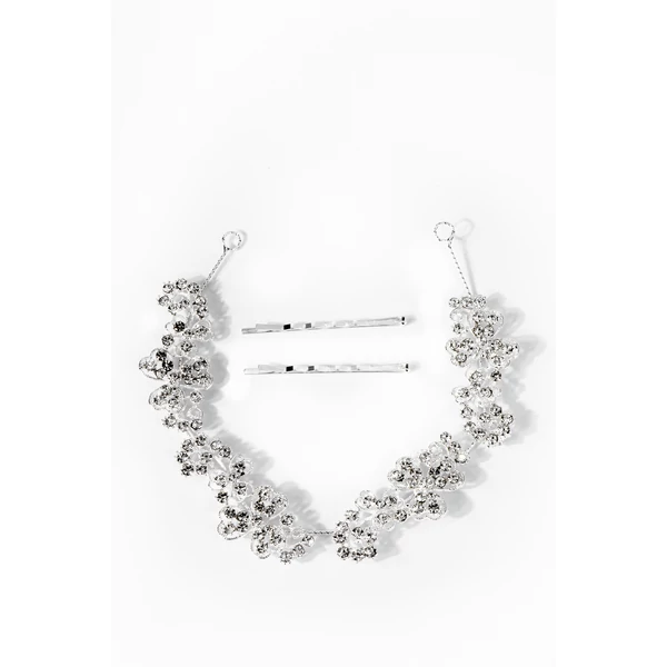 Ezüst Színű Virág Alakú Kövekkel Díszített Esküvői Hajdrót