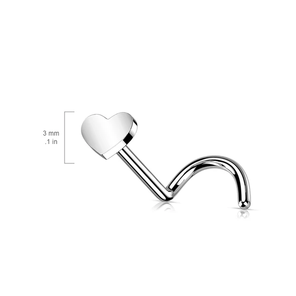 A & ONE Ezüst Színű Hajlított Titánium Orr piercing Szív Alakú Dísszel 