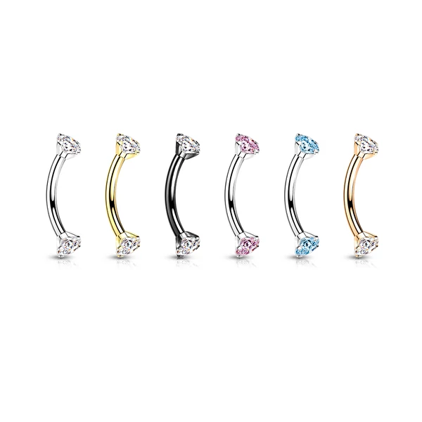 Ezüst Színű Köves Titánium Szemöldök Piercing