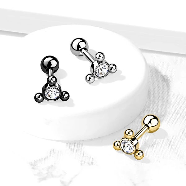 Fehér Kővel Díszített Egyenesszárú 316L Orvosi Acél Piercing