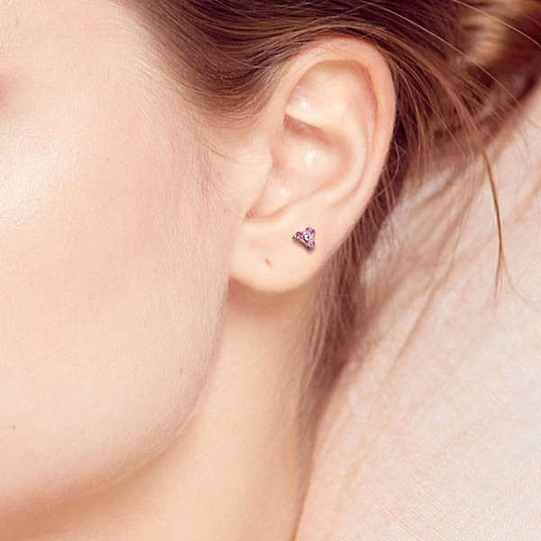 Ezüst Színű 316L Orvosi Acél Egyenesszárú Labret Piercing Világos kék Kővel