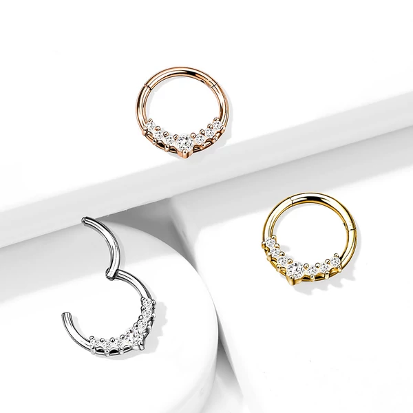 Ezüst Színű Orvosi Acélból Készült Cirkónia Köves Karika Piercing