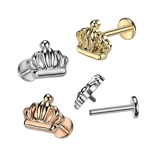 Korona Alakú Titánium Egyenesszárú Labret Piercing
