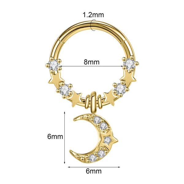 A & ONE Arany Rozsdamentes Acél Női Karika Piercing 