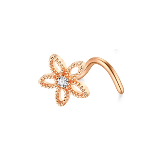 A & ONE Rosegold Színű Rozsdamentes Acélból Készült Virág Díszes Orrpiercing 