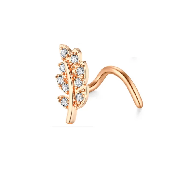 A & ONE Rosegold Színű Rozsdamentes Acélból Készült Levél Díszes Orrpiercing 