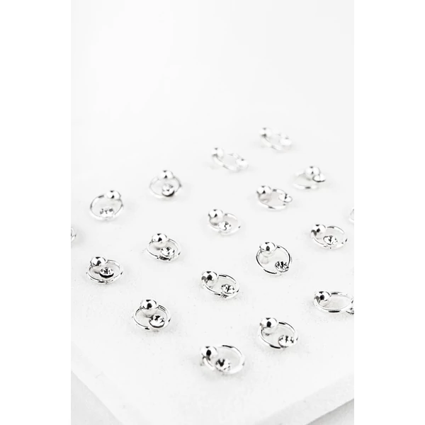 A & ONE S925 Ezüst Orr Piercing Apró Fehér Kővel Díszítve