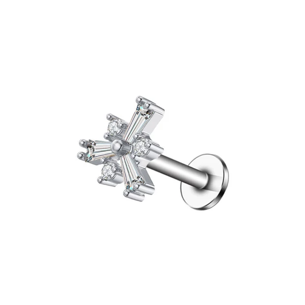 A & ONE Ezüst Színű Rozsdamentes Acélból Készült Fehér Kővel Díszített Labret Piercing 