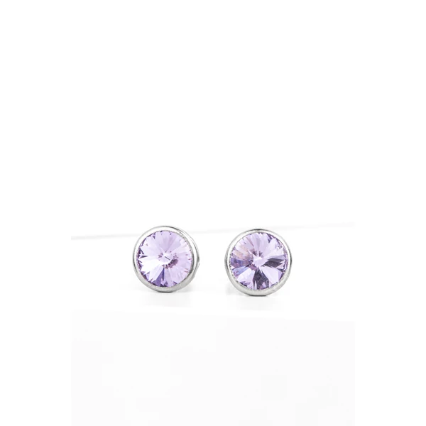 Lila Swarovski Kővel Díszített S925 Ezüst Fülbevaló
