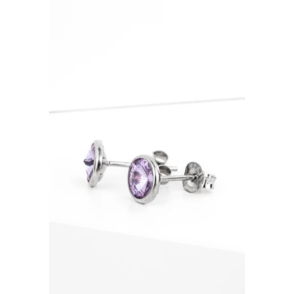 Lila Swarovski Kővel Díszített S925 Ezüst Fülbevaló