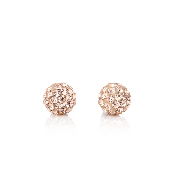 Pezsgő Színű Gömb Fülbevaló Kövekkel Díszítve - 8 mm