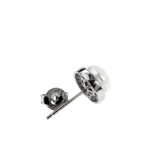 Gyöngyfehér Gömb Alakú Apró S925 Ezüst Fülbevaló Kövekkel