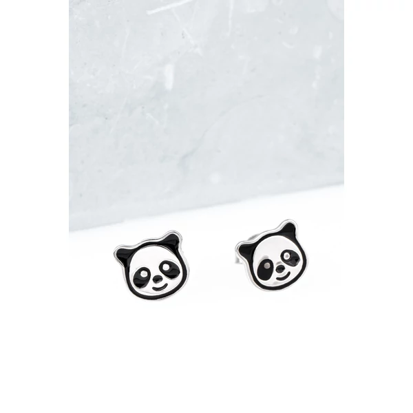 S925 Ezüst Panda Alakú Apró Fülbevaló