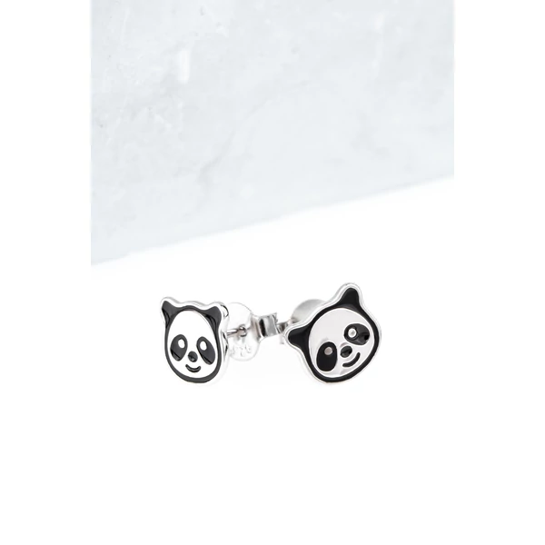 S925 Ezüst Panda Alakú Apró Fülbevaló