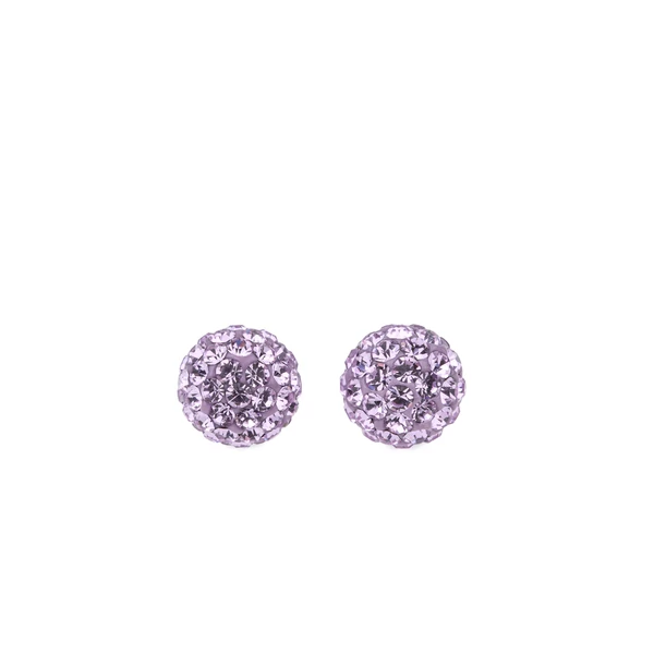 S925 Ezüst Gömb Fülbevaló Lila Swarovski® Kövekkel
