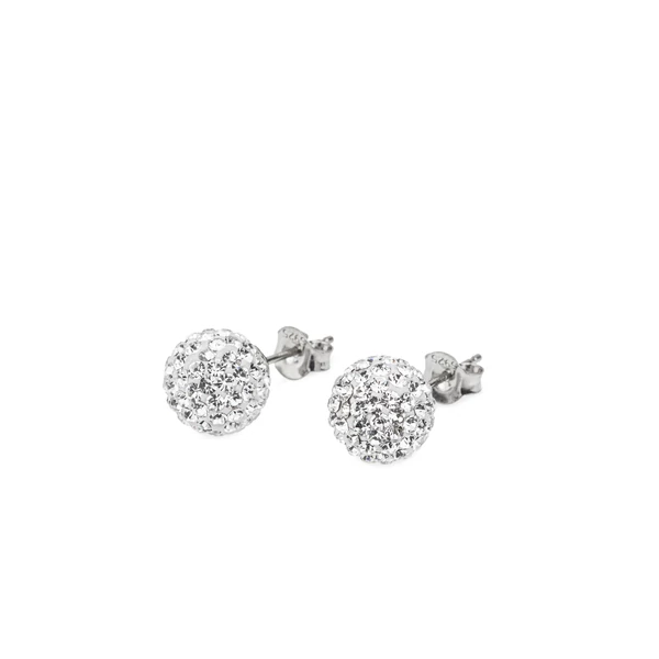 S925 Ezüst Gömb Fülbevaló Fehér Swarovski® Kövekkel